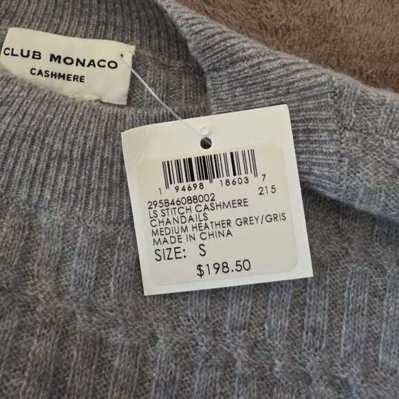 NWT Club Monaco 100% Cashmere Sweater Women’s Small Heather Grey Mock Neck Soft - Picture 6 of 14